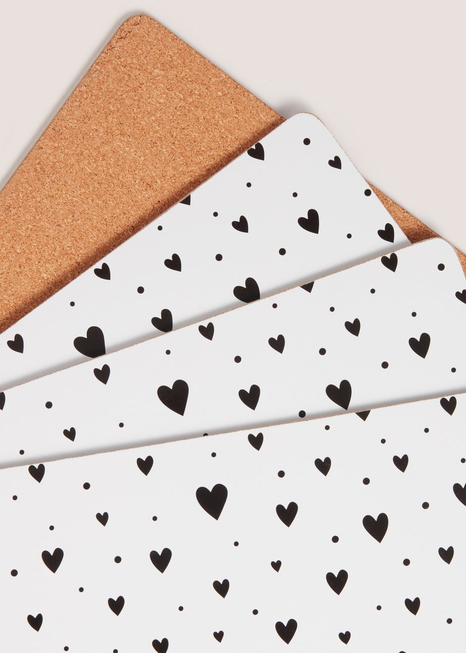 4 Pack Heart Cork Placemats