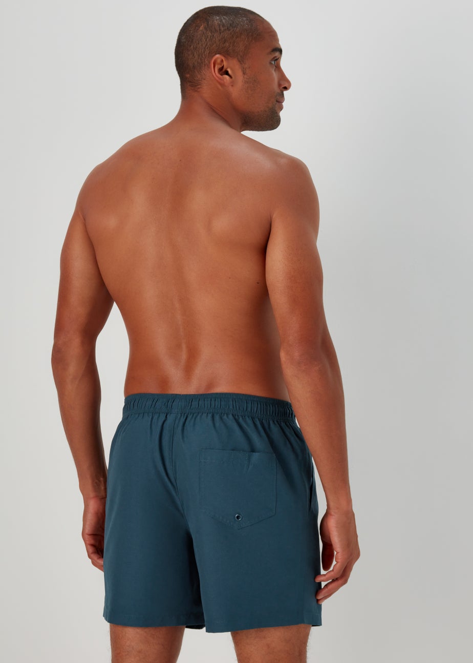 Navy Embroidered Swim Shorts