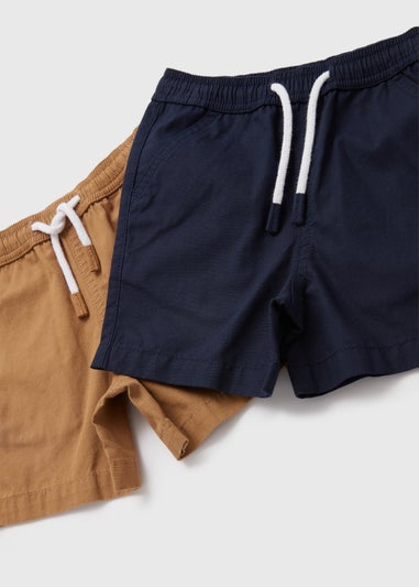 Boys 2 Pack Navy & Tan Cargo Shorts (1-7yrs)