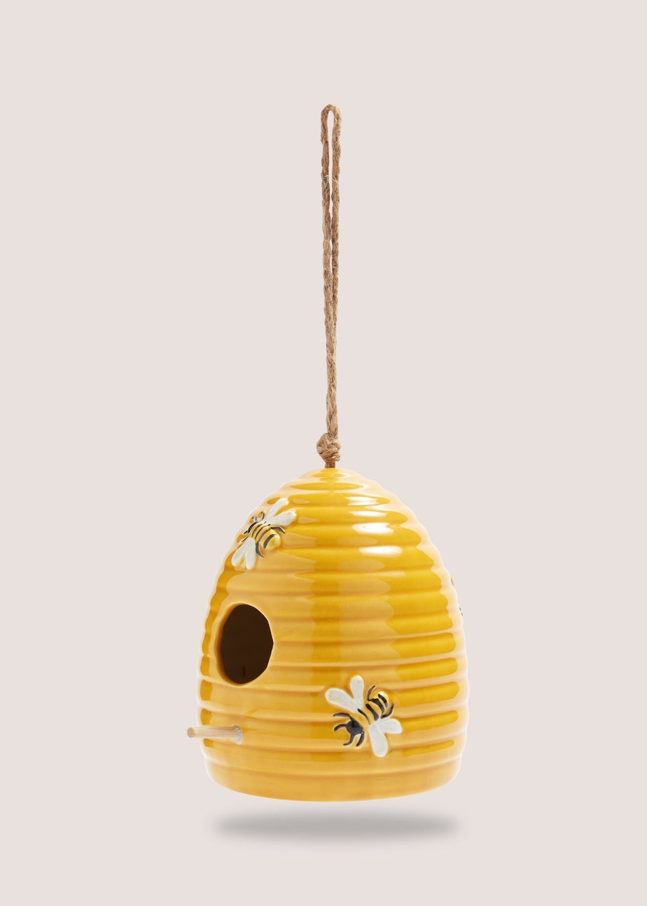 Yellow Bee Bird House (14cm x 13cm x 15cm)