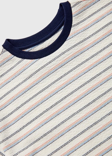 Boys Cream Stripe Textured T-Shirt (1-7yrs)