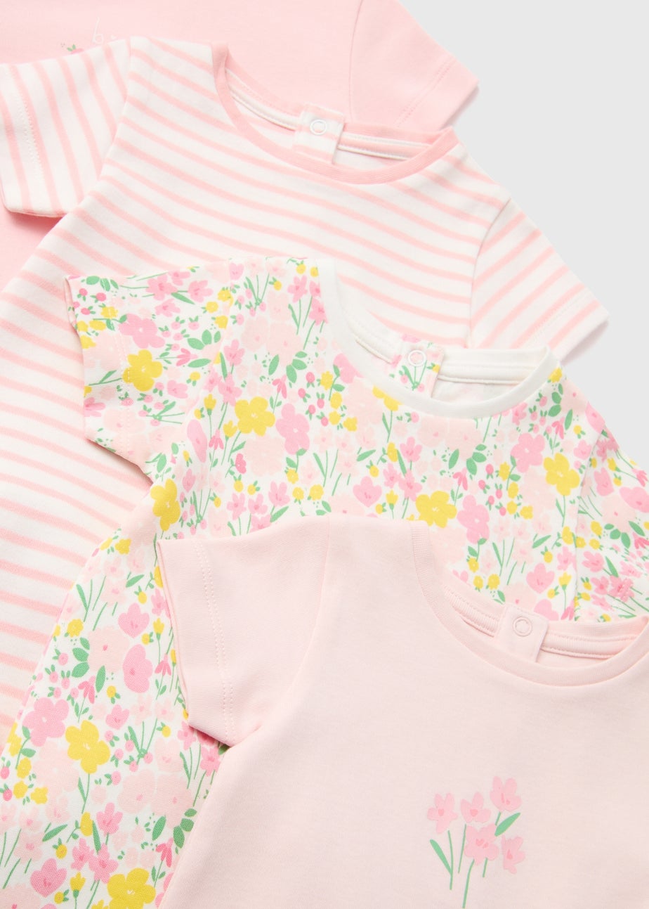 Baby 4 Pack Multicoloured Floral Rompers (Tiny Baby-18mths)