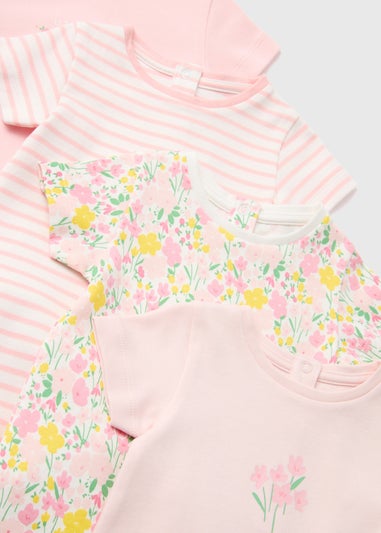 Baby 4 Pack Multicoloured Floral Rompers (Tiny Baby-18mths)
