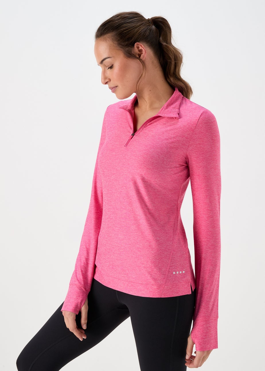 Souluxe Pink Basic Half Zip Top