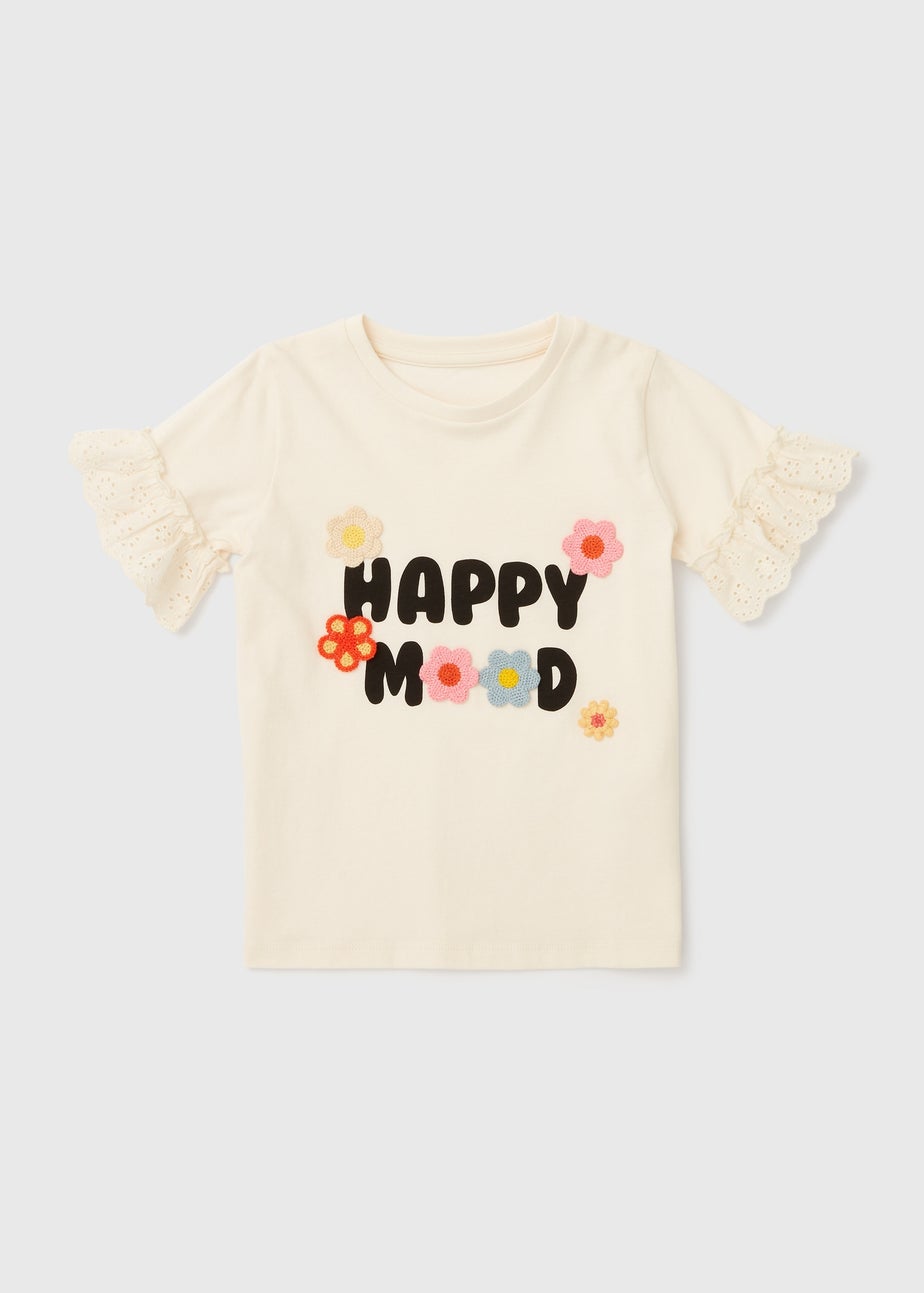 Girls Cream Happy Mood T-Shirt (1-7yrs)