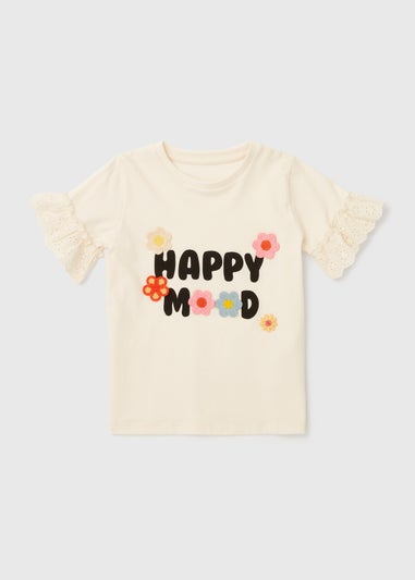 Girls Cream Happy Mood T-Shirt (1-7yrs)