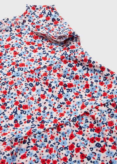 Girls Blue Floral Ditsy Crinkle Dress (1-7yrs)