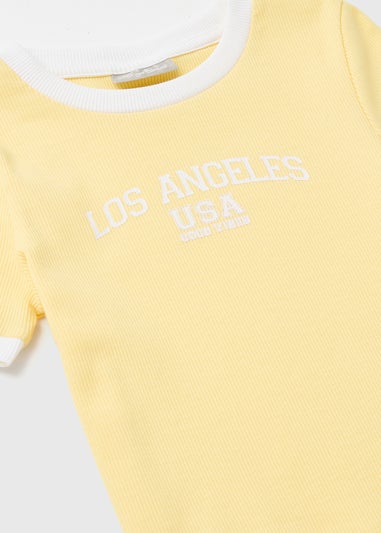 Yellow Costal Retreat Ringer T-Shirt (7-15yrs)