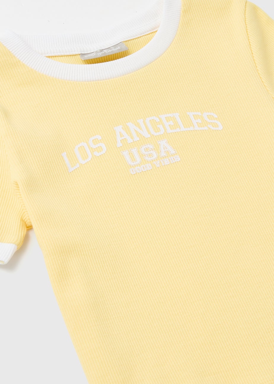 Yellow Costal Retreat Ringer T-Shirt (7-15yrs)