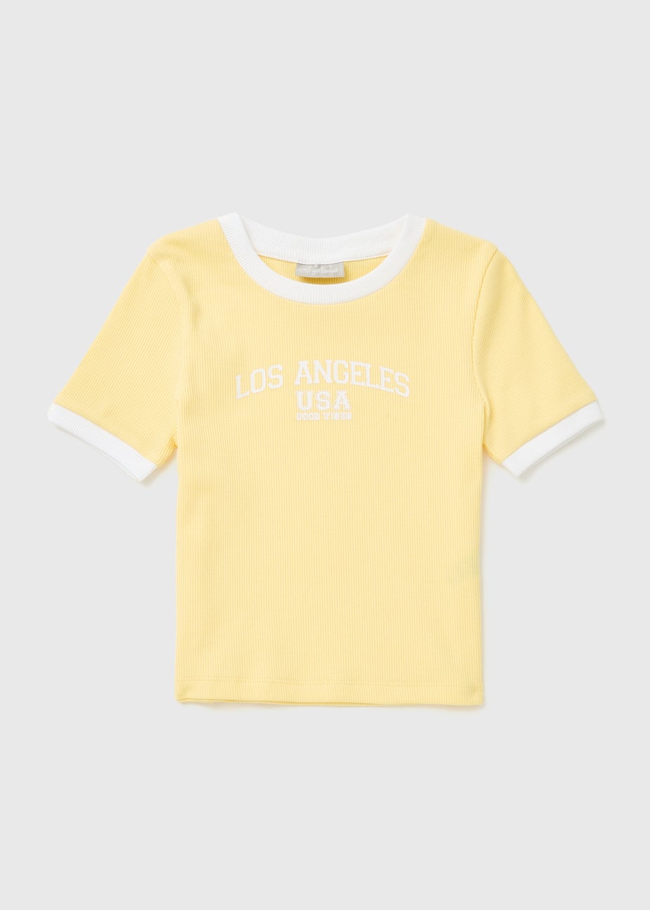 Yellow Costal Retreat Ringer T-Shirt (7-15yrs)