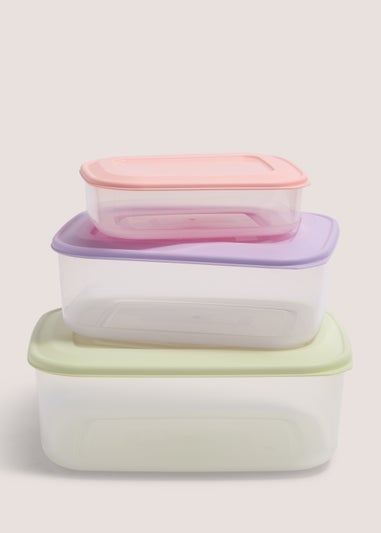 Set of 3 Plastic Food Containers (1-4.5L)