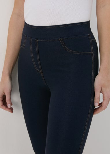 Blue Denim Crop Leggings