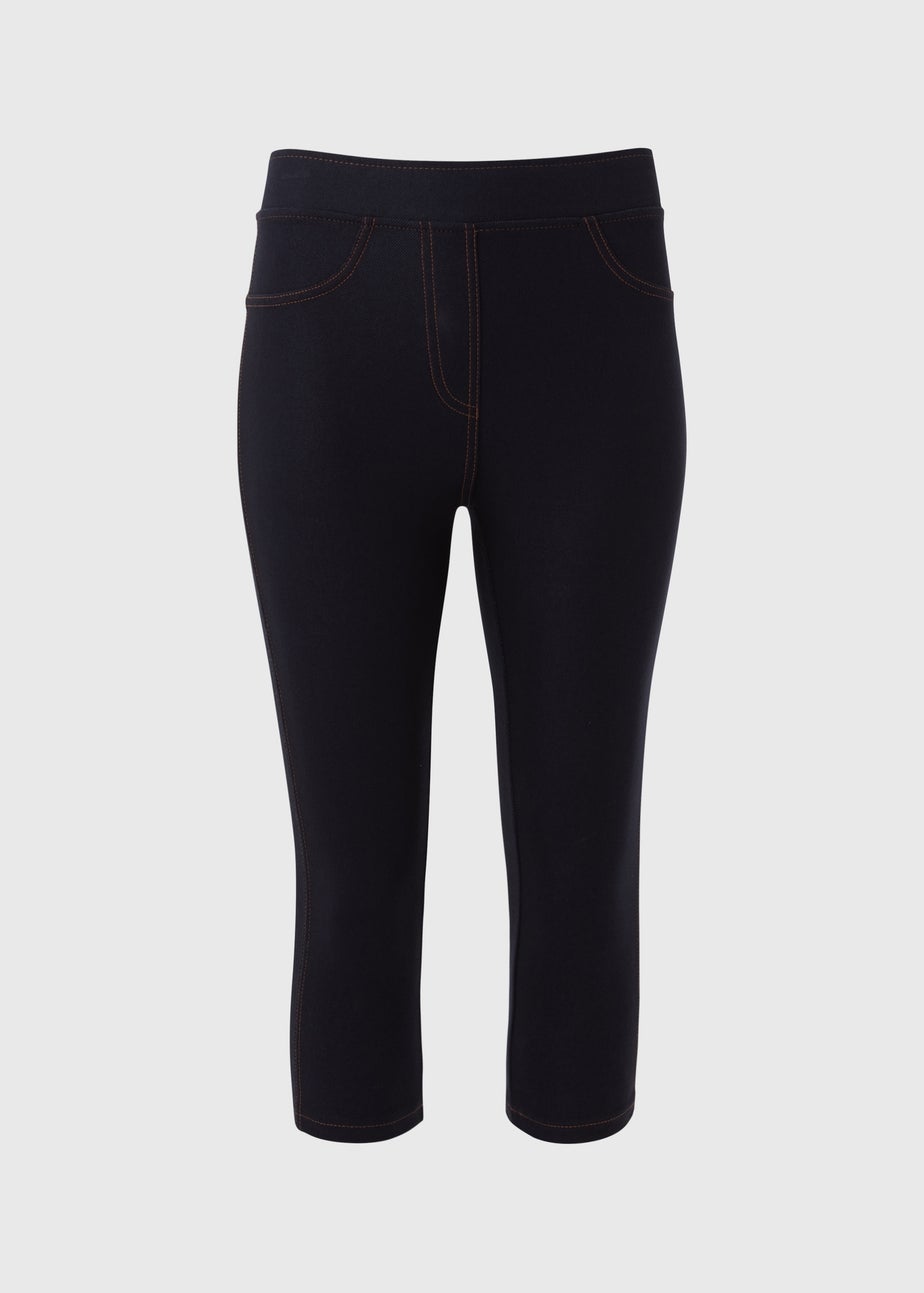 Blue Denim Crop Leggings