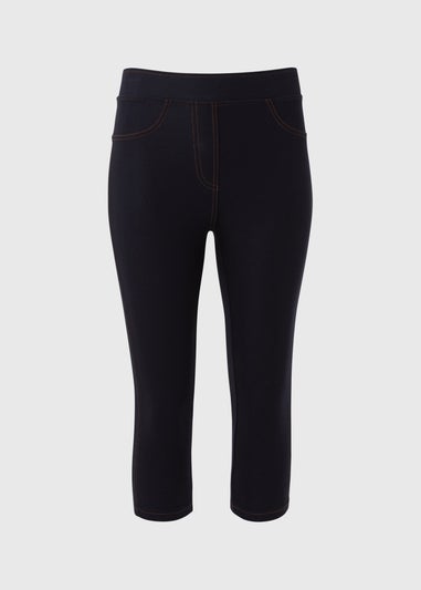 Blue Denim Crop Leggings