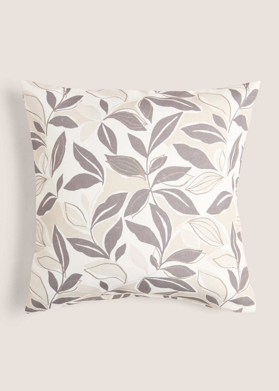 Cream Leaf Print Cushion (43cm x 43cm)