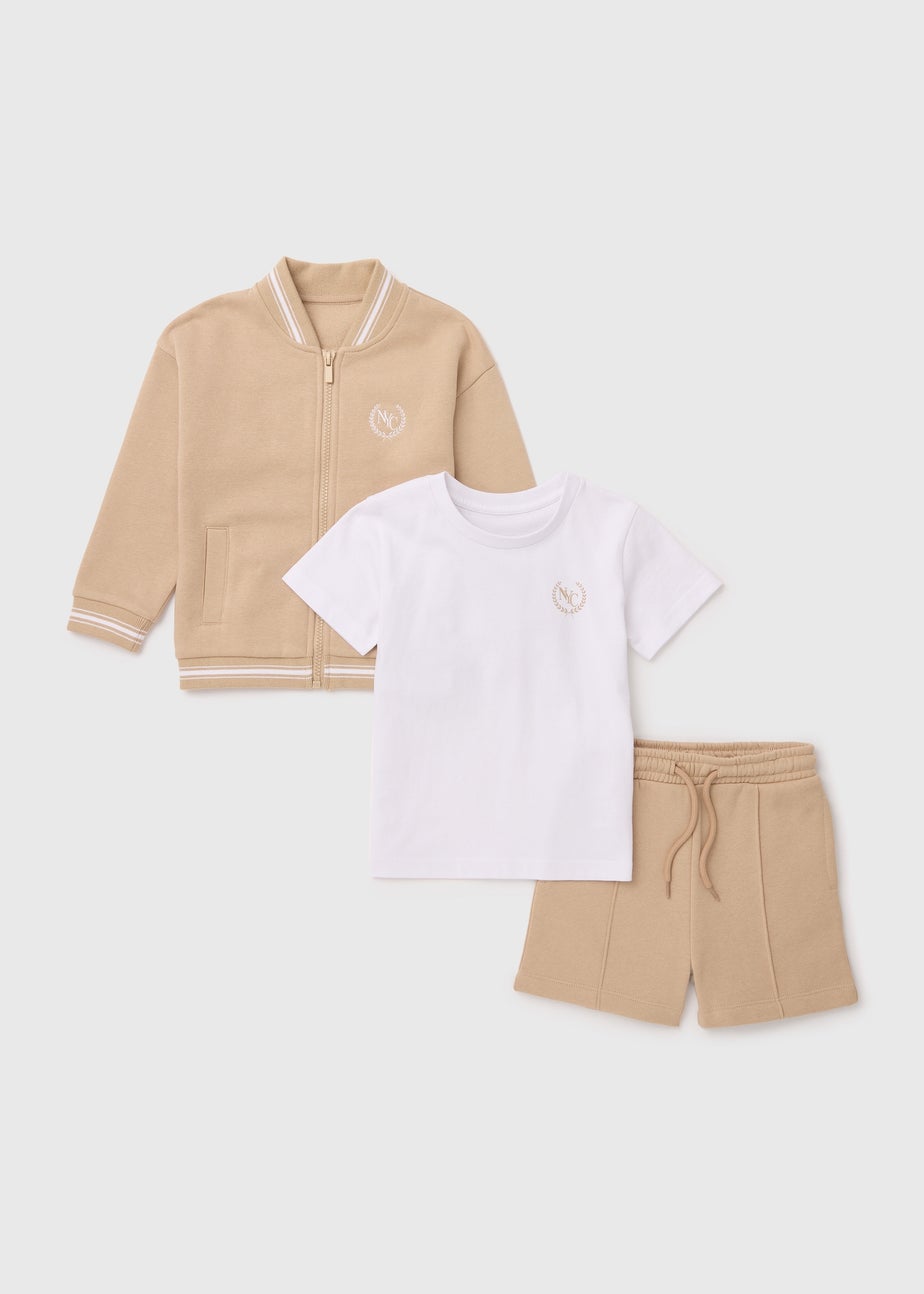 Boys Stone Varsity Bomber & Shorts 3 Piece Set (1-7yrs)