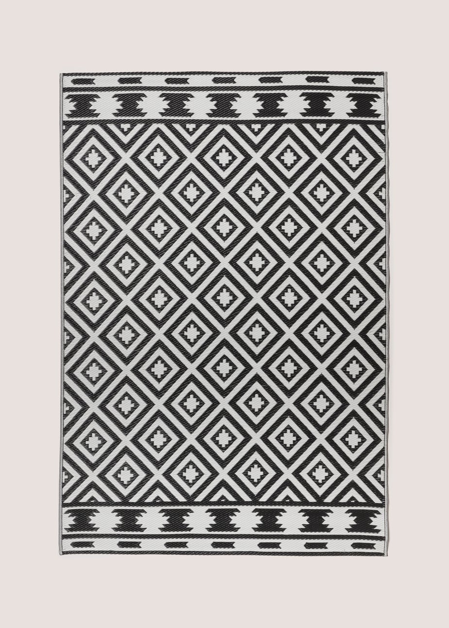 Outdoor Black Geo Design Rug (150cm x 220cm)