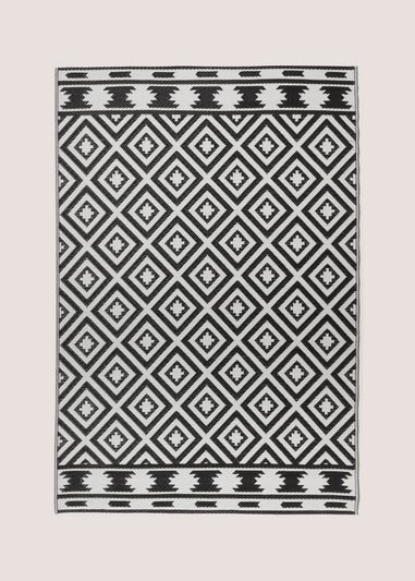 Outdoor Black Geo Design Rug (150cm x 220cm)