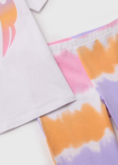 Girls White Oversized Print T-Shirt & Cycling Shorts Sett (7-13yrs)