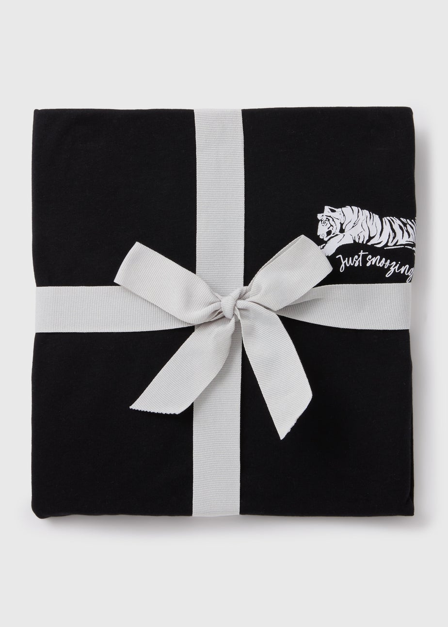 Black Tiger Print Pyjama Shorts Set