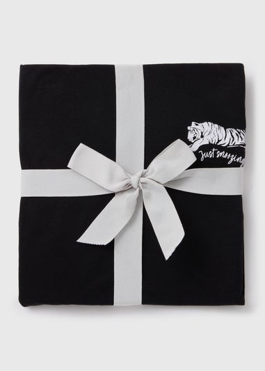 Black Tiger Print Pyjama Shorts Set