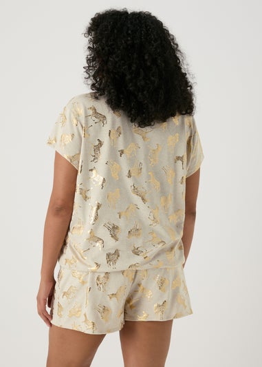 Oatmeal Foil Zebra Print Pyjama Set