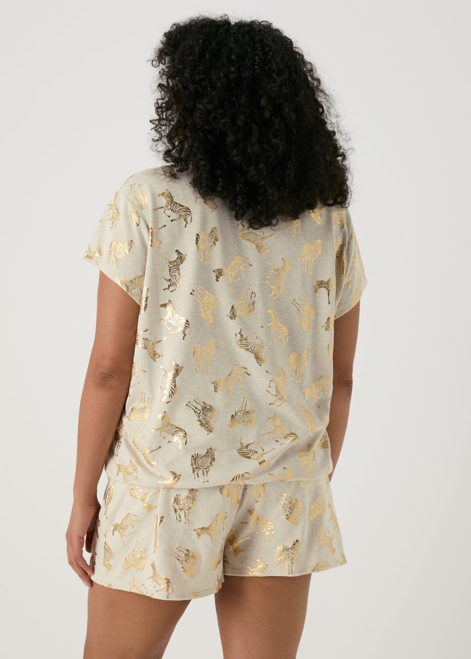 Oatmeal Foil Zebra Print Pyjama Set