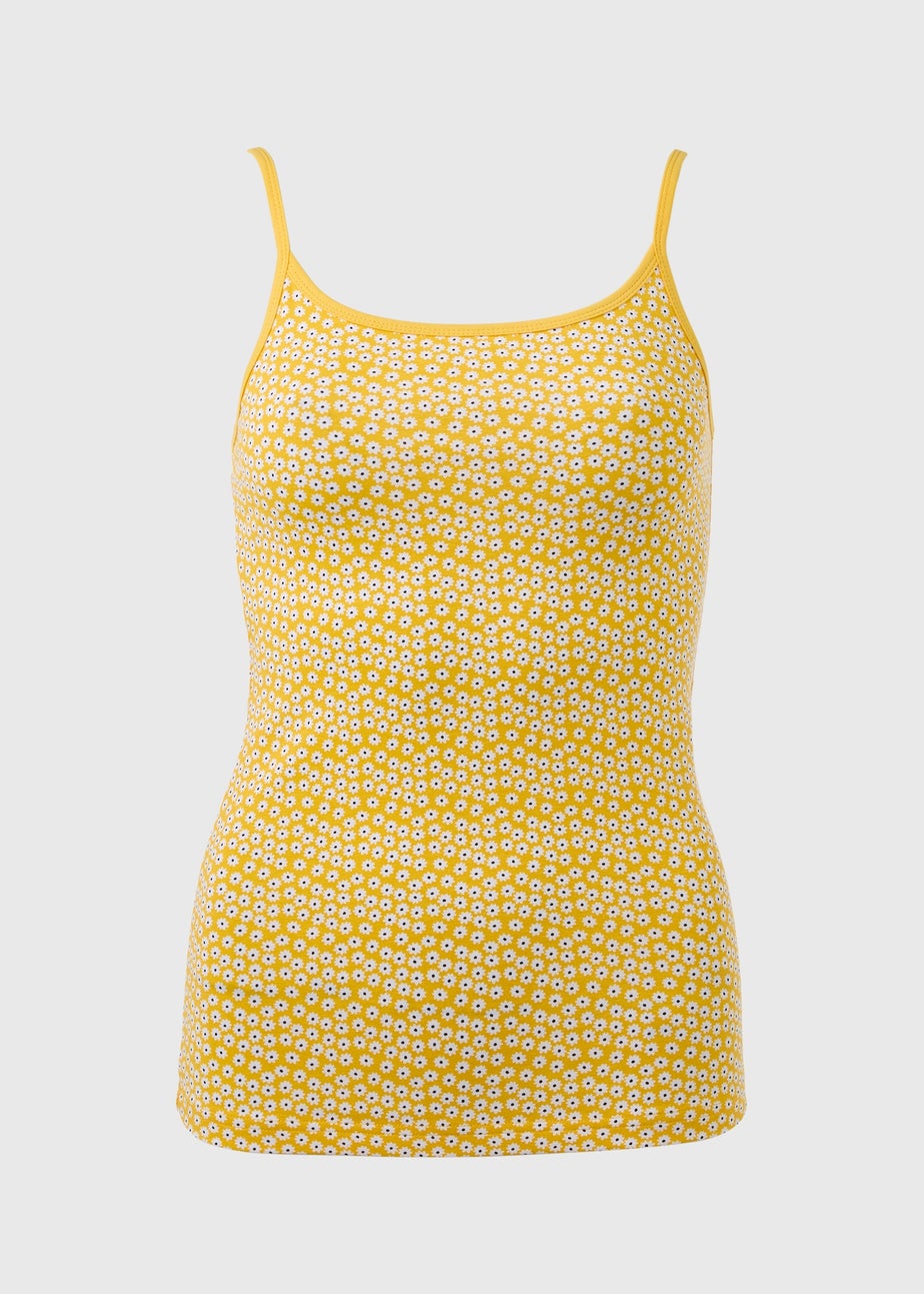 Yellow Daisy Print Basic Cami Top