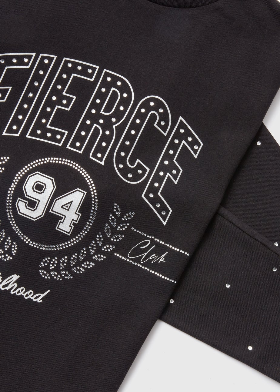 Girls Black Fierce T-Shirt & Leggings Set (7-13yrs)