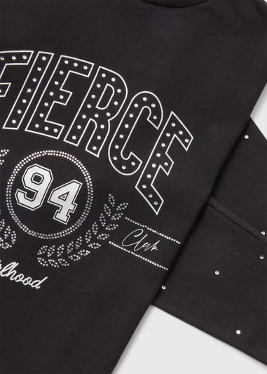 Girls Black Fierce T-Shirt & Leggings Set (7-13yrs)