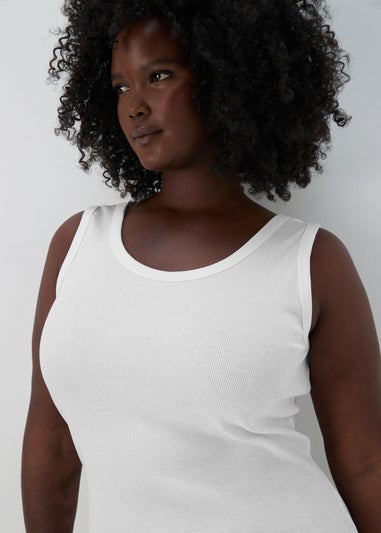 White Ribbed Jersey Scoop Neck Vest