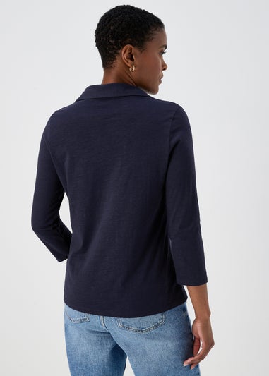 Papaya Navy 3/4 Sleeve Polo Top