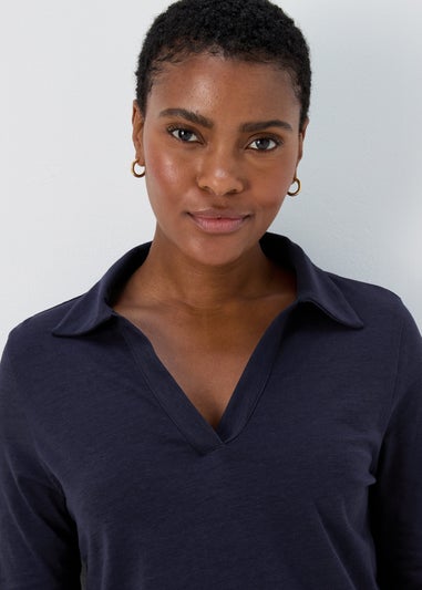 Papaya Navy 3/4 Sleeve Polo Top