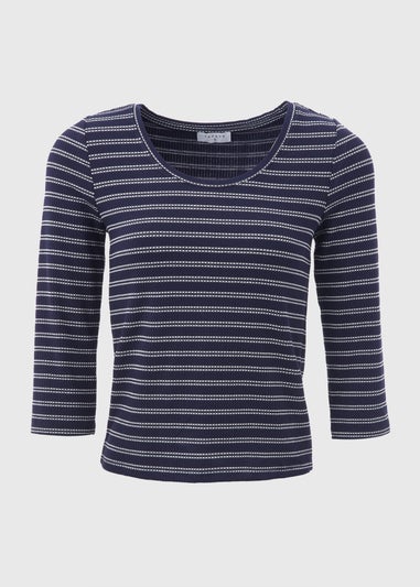Navy 3/4 Sleeve Stripe T-Shirt