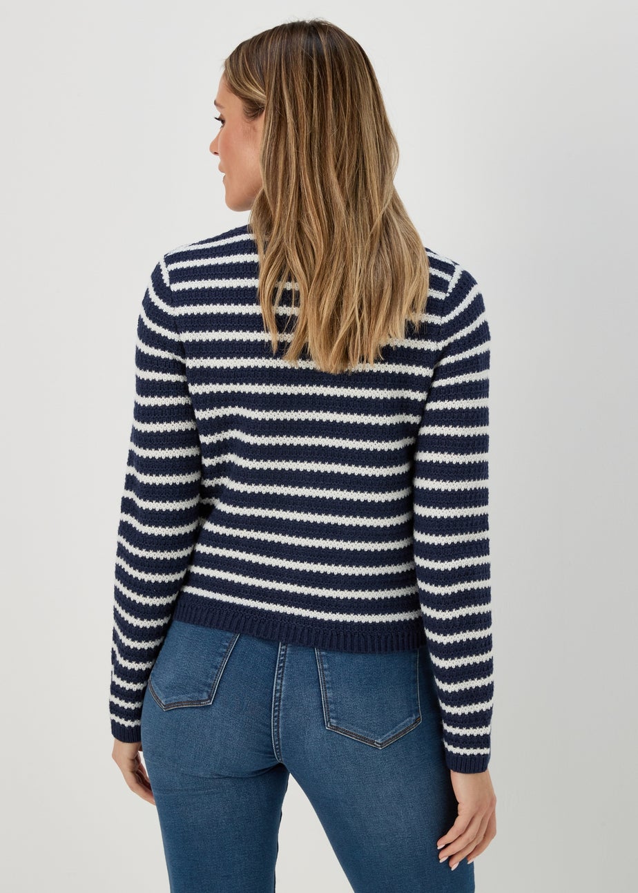Navy Stripe Button Cardigan