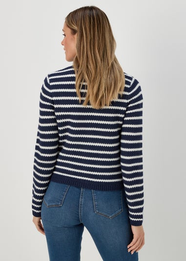 Navy Stripe Button Cardigan