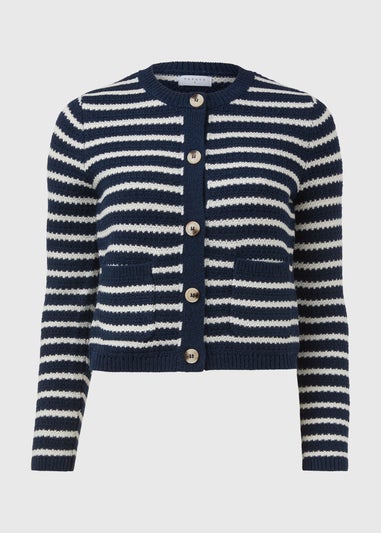 Navy Stripe Button Cardigan