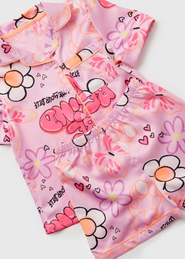 Pink Graffiti Be Kind Satin Pyjama Set (4-13yrs)