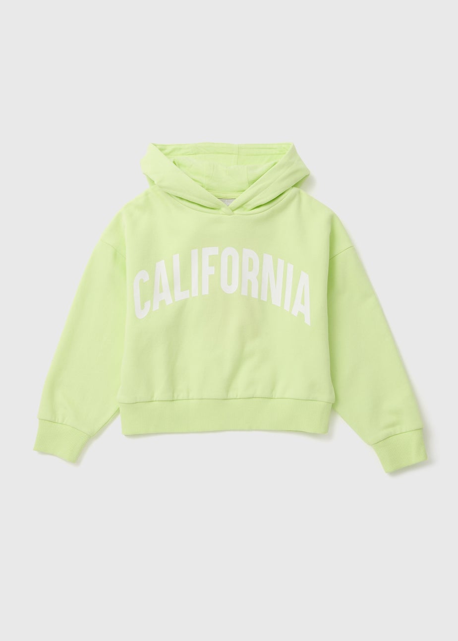 Girls Lime California Slogan Hoodie (7-15yrs)
