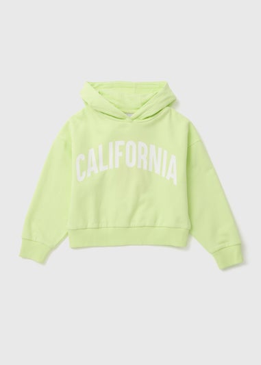 Girls Lime California Slogan Hoodie (7-15yrs)