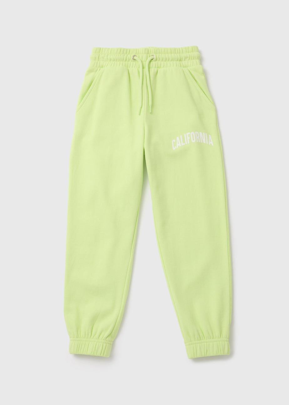 Girls Lime California Slogan Joggers (7-15yrs)