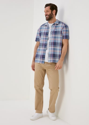 Lincoln Multicolour Blue Check Revere Linen Shirt