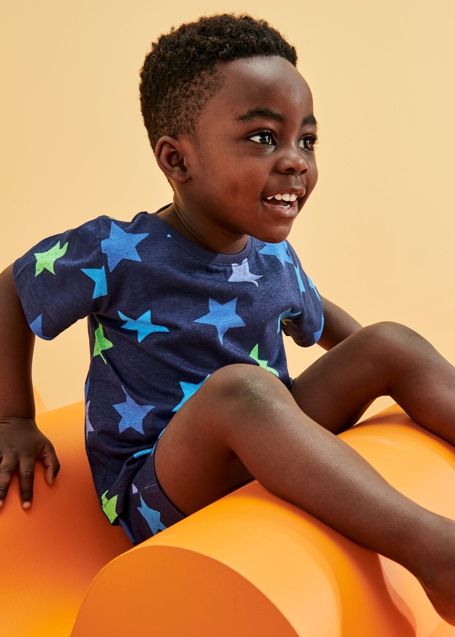 Boys Navy Star Shortie Pyjama Set (9mths-5yrs)
