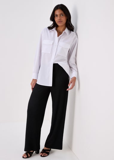 Black Wide Leg Textured Co-Ord Trousers