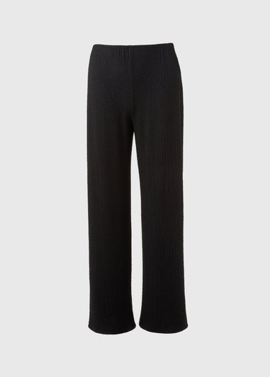 Black Wide Leg Textured Co-Ord Trousers