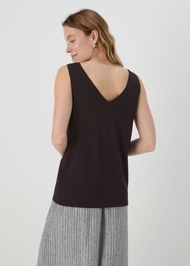 Black Plain V Neck Vest
