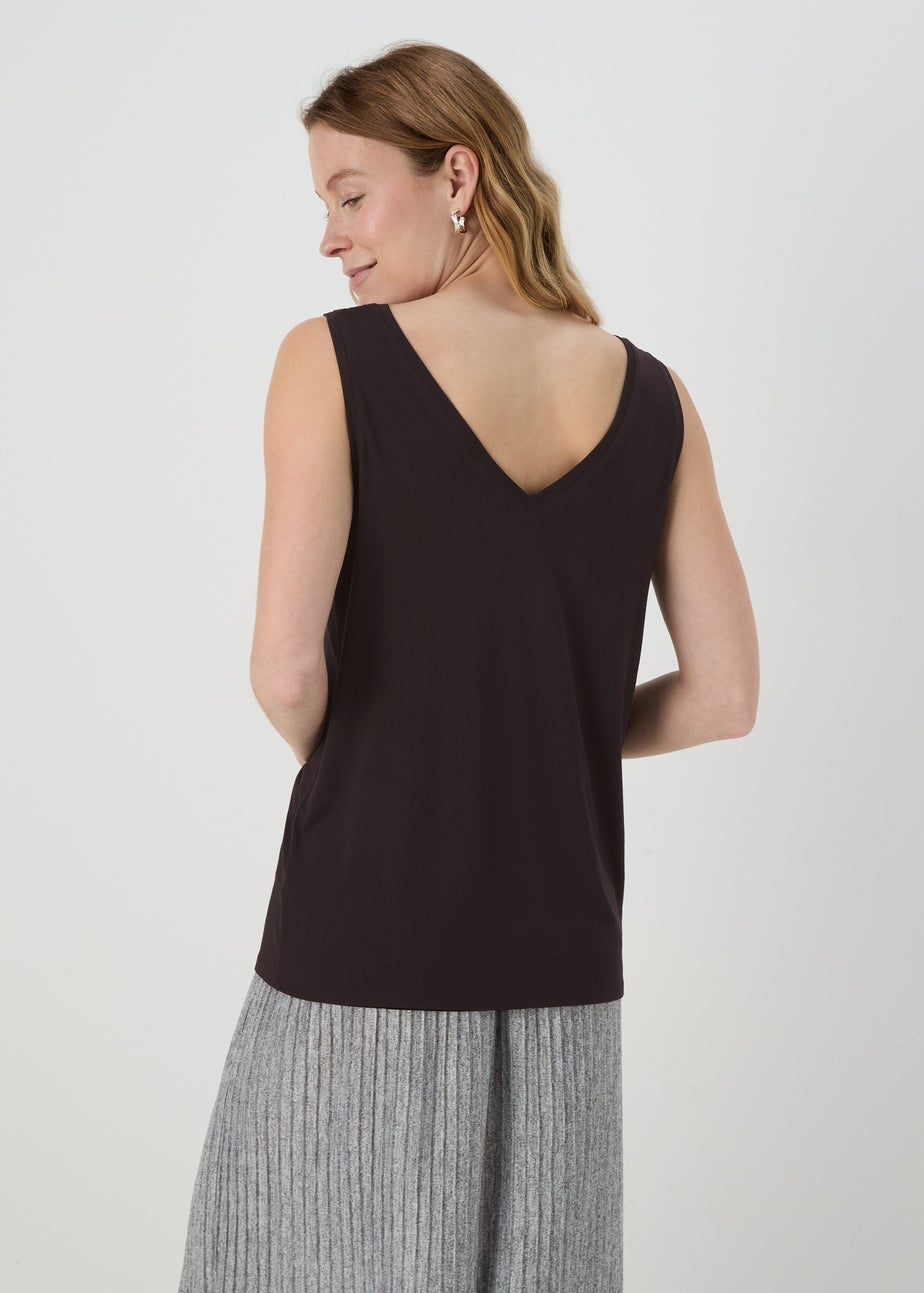 Black Plain V Neck Vest