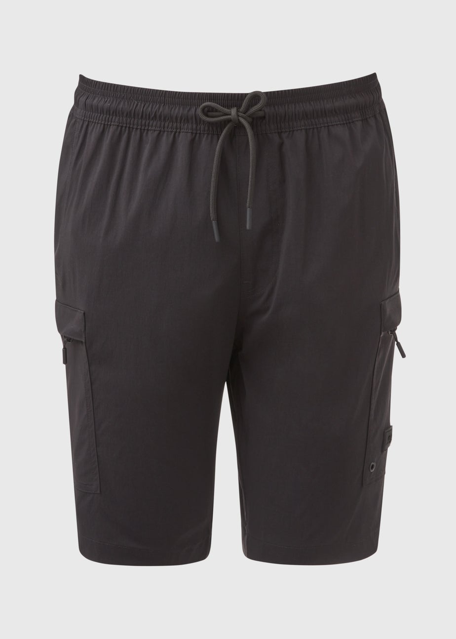 Black Technical Drawcord Cargo Shorts