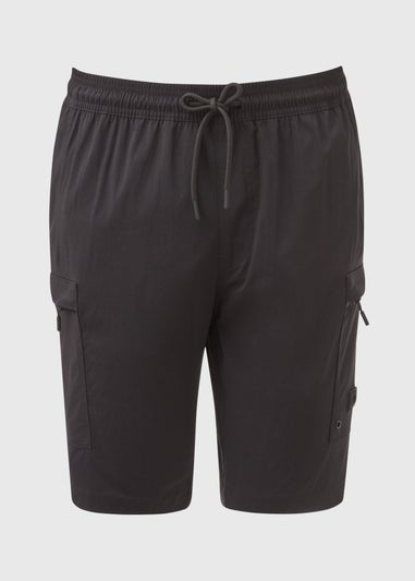 Black Technical Drawcord Cargo Shorts