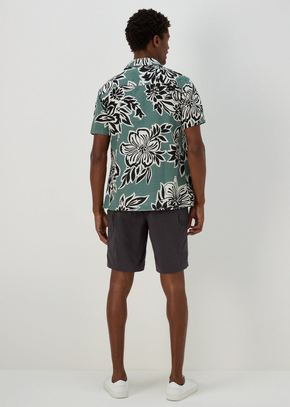 Black Technical Drawcord Cargo Shorts